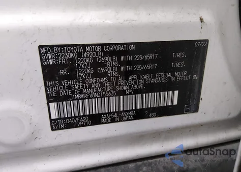 2022 Toyota Rav4 Hybrid Xle from USA, damaged, VIN JTMRWRFV8ND155635
